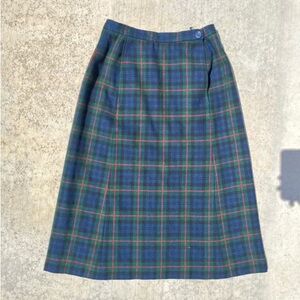 Vintage Pendleton Plaid Wool Midi Skirt- 26” waist